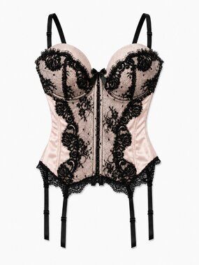 Delicates Black Lace Corset Bustier Sz M Underwire Sexy Lingerie